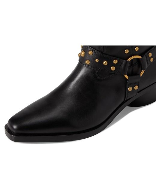Vince Camuto Black Roista Motocycle Bootsie Motocross Boots, Leather