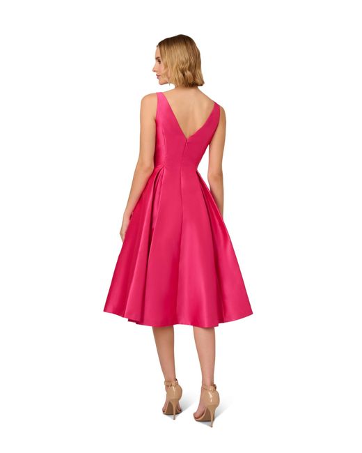 Adrianna Papell Pink Sleeveless Mid-length Party Dress With V-back