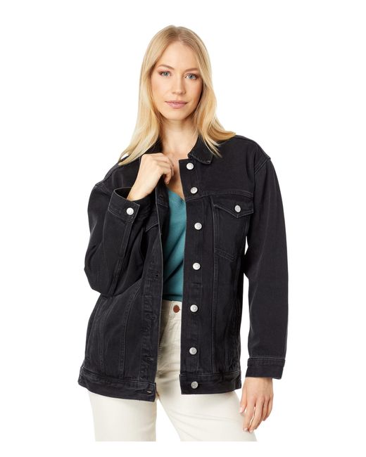 Madewell Cotton Oversized Trucker Jacket In Washed Black | Lyst