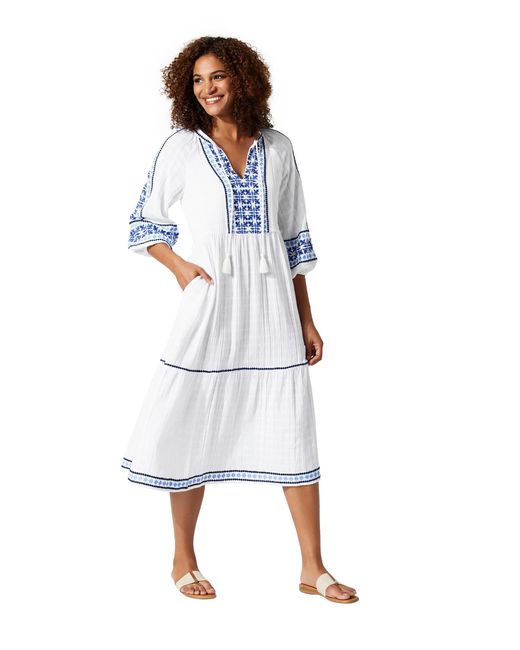 Tommy Bahama Mykonos Tiered Midi Dress in White | Lyst