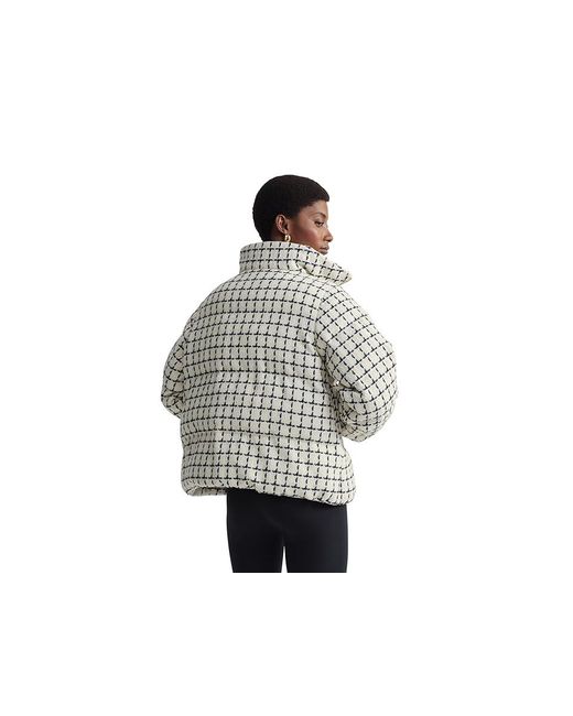Varley Black Eugene Check Short Puffer Coat, Polyester/Twill/Viscose
