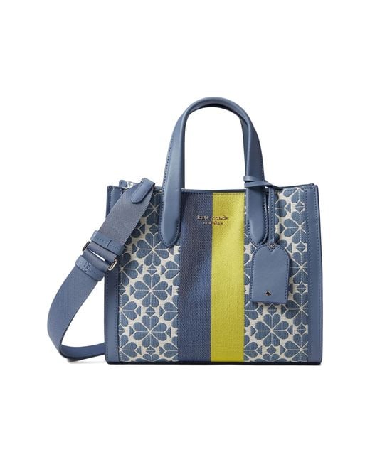Kate Spade Leather Spade Flower Jacquard Stripe Manhattan Small Tote in