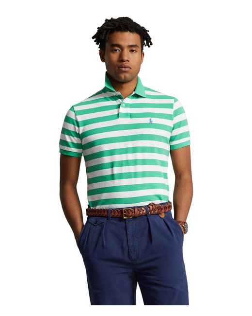 Polo Ralph Lauren Classic Fit Striped Mesh Polo Shirt in Green for Men ...
