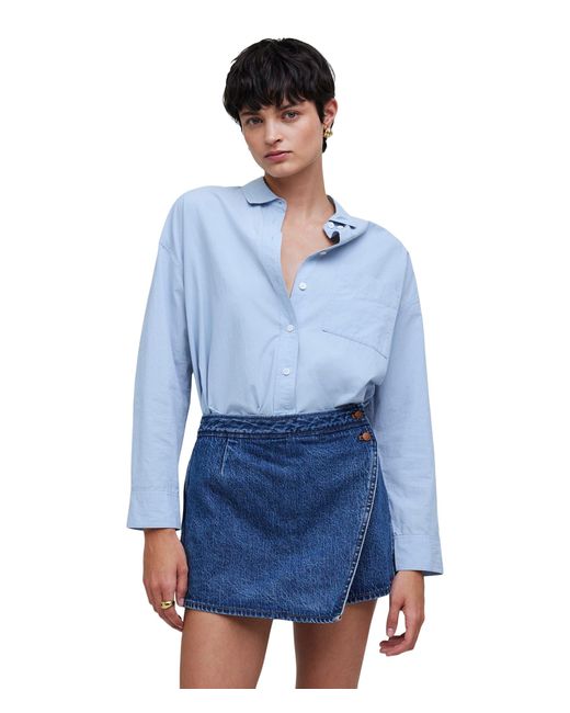 Madewell Blue Wrap Micro Mini Skirt In Haworth Wash