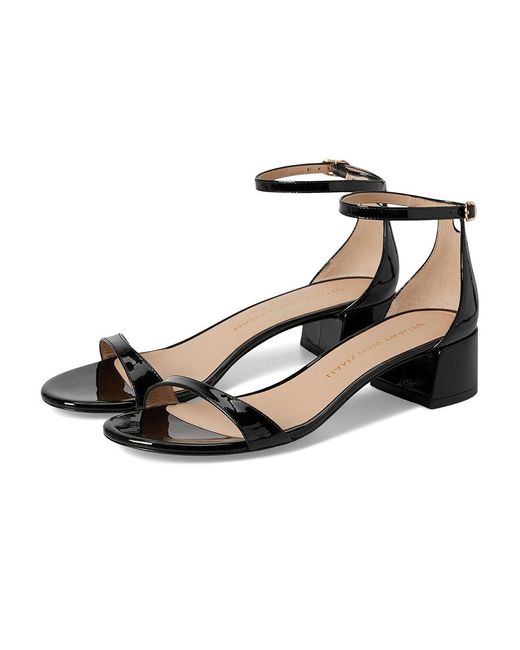 Stuart Weitzman Black Nudist Block 35 Wedge Shoes, Leather