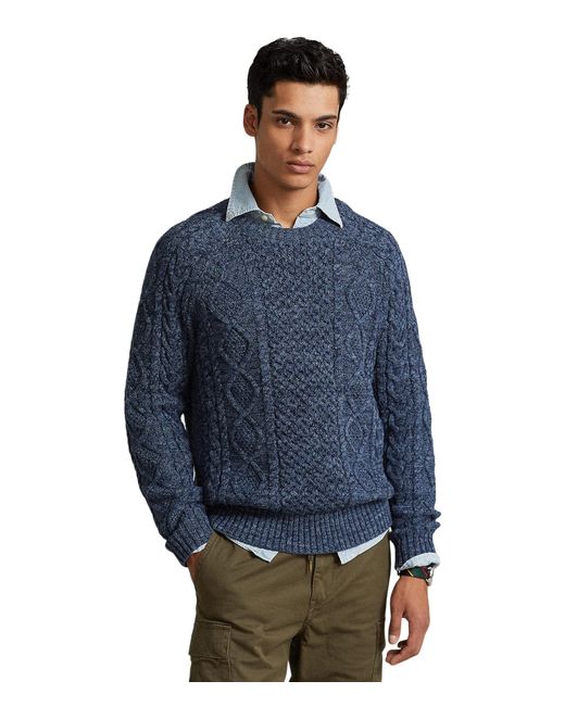 Polo Ralph Lauren Aran-knit Cotton Cardigan in Blue for Men | Lyst