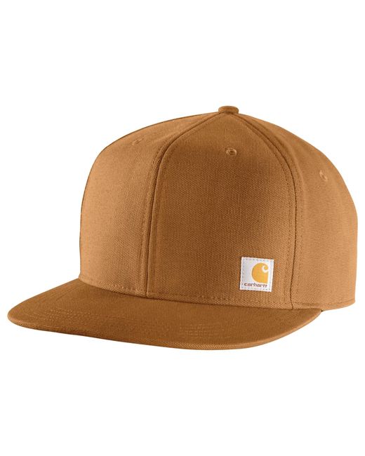 Carhartt Brown Firm Duck Flat Brim Cap for men