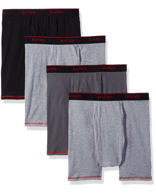 Hanes Gray 4-pack Cool Comfort Breathable Mesh Boxer Brief Grey for men