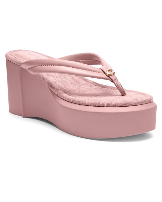 COACH Pink Franki Flip-flops In Signature Jacquard