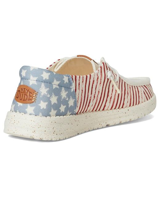 HeyDude Black Wendy Funk Americana Stars Flat Shoes, Textile