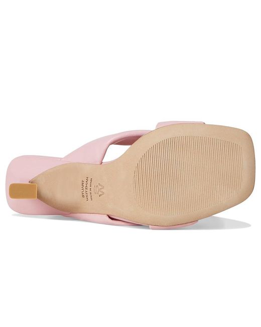 Stuart Weitzman Pink Cece Slide 75 Wedge Shoes, Leather