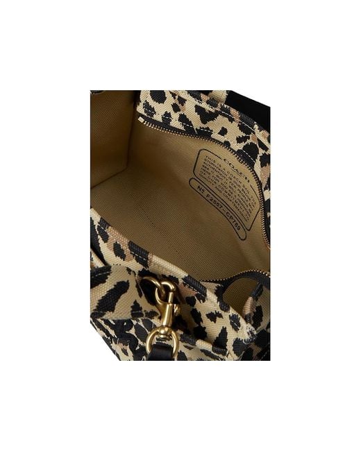 COACH Black Cargo Tote 26 With Leopard Print Tote Handbags, Cotton/Textile