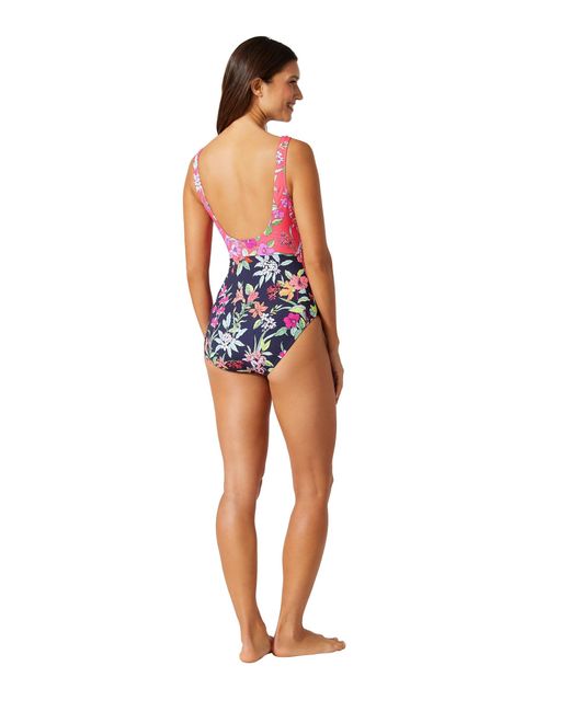 Tommy Bahama Red Summer Floral Wrap Front One-piece