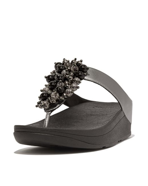 Fitflop Black Fino Bauble-bead Toe-post Sandals