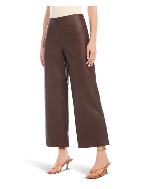 Karen Kane Cropped Vegan Leather Pants in Brown Lyst