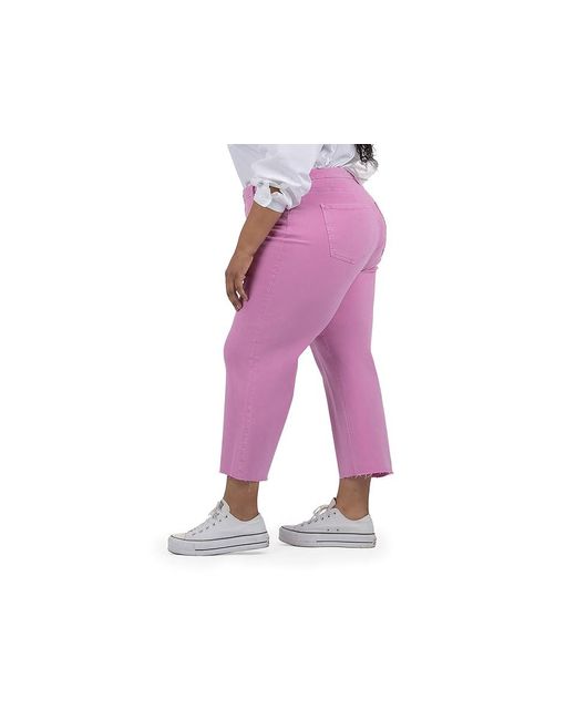 Kut From The Kloth Pink Plus Size Meg High Rise Fab Ab Wide Leg Raw Hem Jeans 16W, Cotton/Denim/Spandex