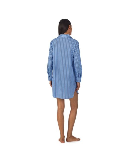 Lauren by Ralph Lauren Blue Short Long Sleeve Sleepshirt