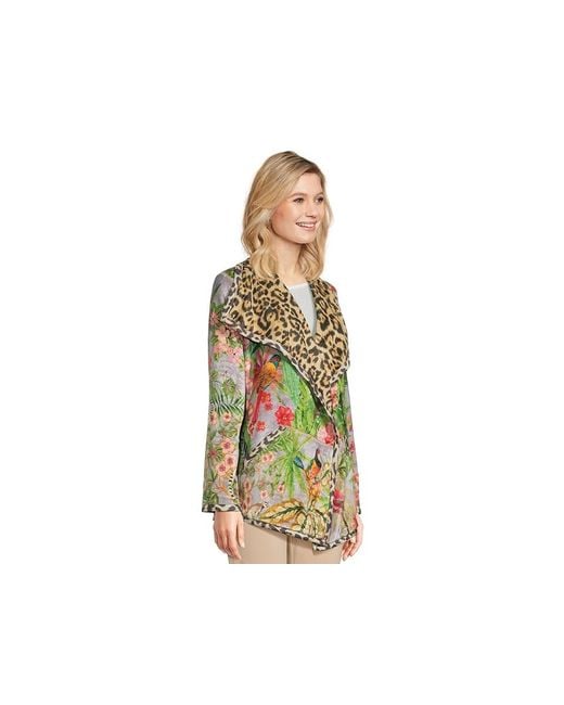 Johnny Was Green Joan Wrap Binded Sherpa Jacket (Reversible) Clothing, Polyester