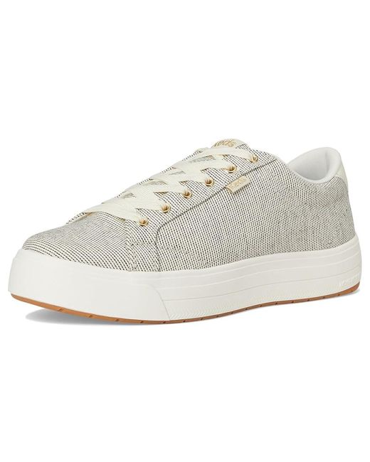 Keds White Park Lace Up Shoes Snow/Oatmeal Seed Stripe 10 B