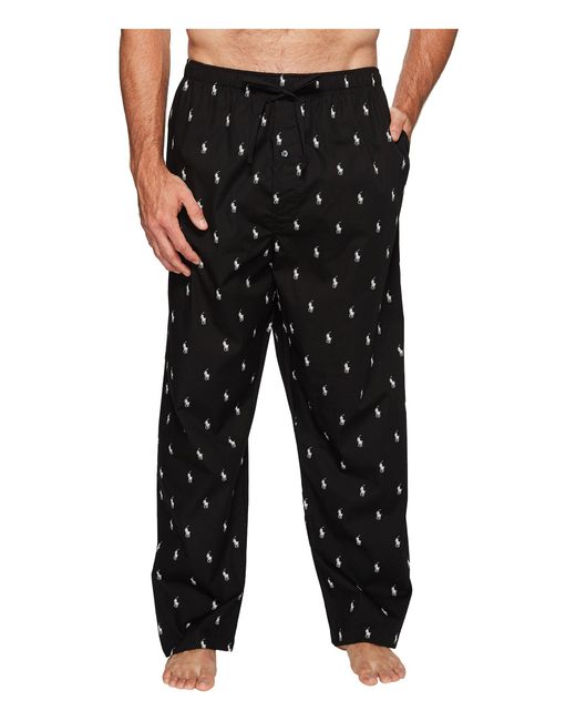 Polo Ralph Lauren Printed Pony Cotton Pajama Pants in Black for Men ...