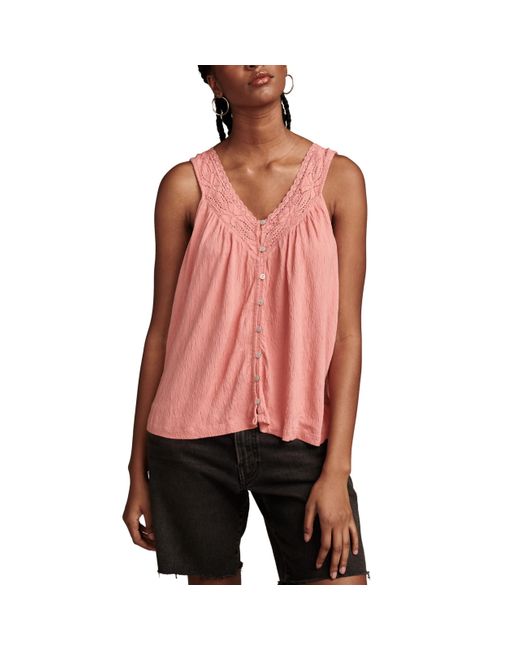 Lucky Brand Red Lace Trim Tank