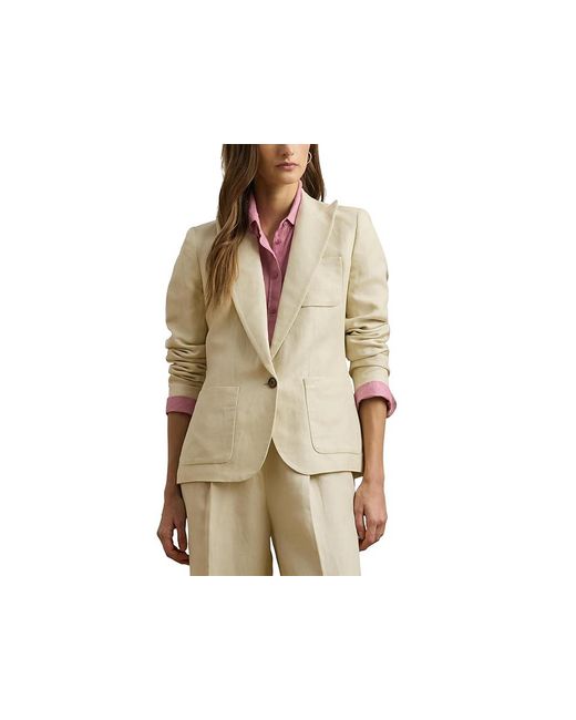 Ralph Lauren Natural Linen-Blend Twill Blazer Jacket, Elastane/Linen/Polyester