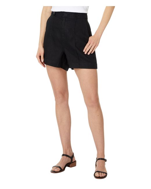 Madewell Black Clean Button-tab Shorts In Linen Canvas