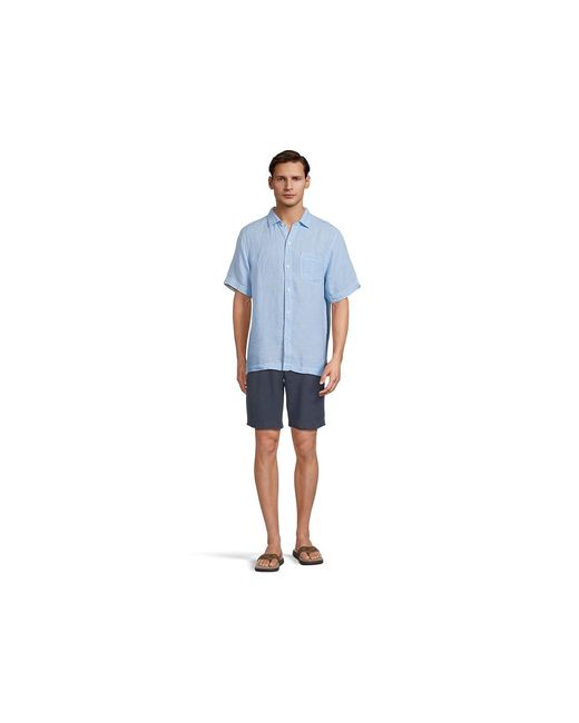 Tommy Bahama Black Isla Sands Stripe Single Pleat Short Shorts, Linen/Polyester for men