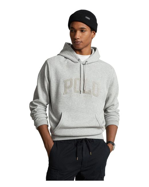 Polo Ralph Lauren Logo Double-knit Mesh-face Hoodie in Gray for Men