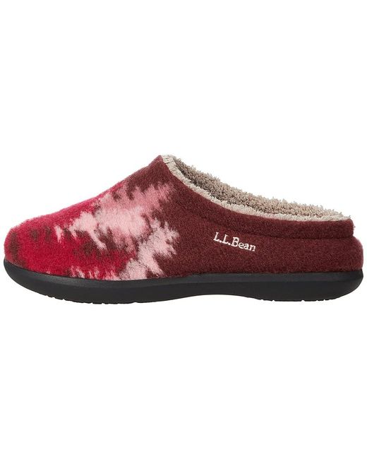 L.L. Bean Red Daybreak Scuff Motif 2 Slippers 10 B