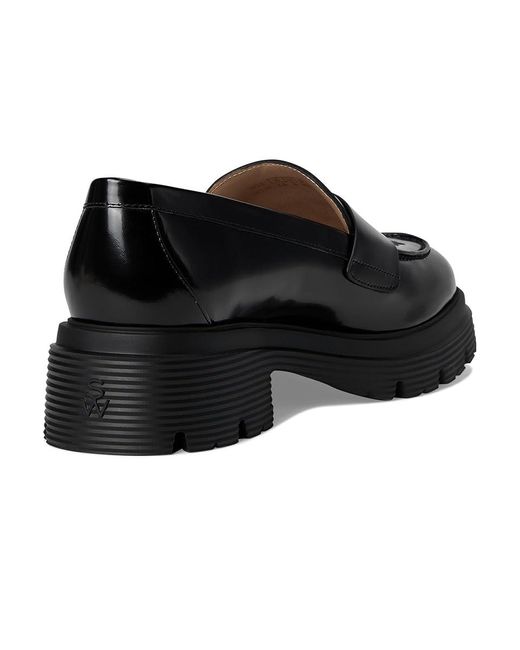 Stuart Weitzman Black Hudson Lite Loafer Dress Sandals, Leather