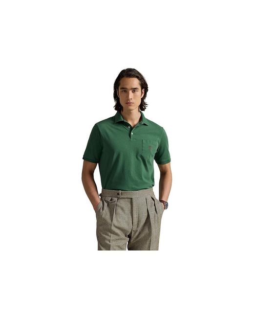 Polo Ralph Lauren Green Classic Fit Jersey Pocket Polo Shirt T Shirt, Cotton for men