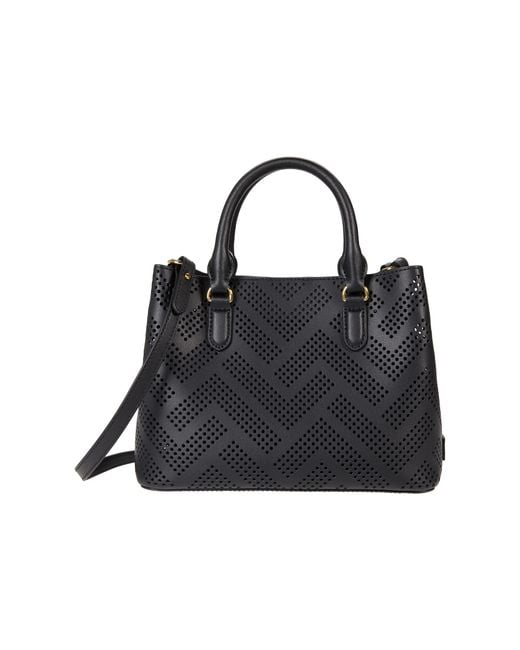 Lauren by Ralph Lauren Perforated Leather Marcy Ii Satchel Mini in