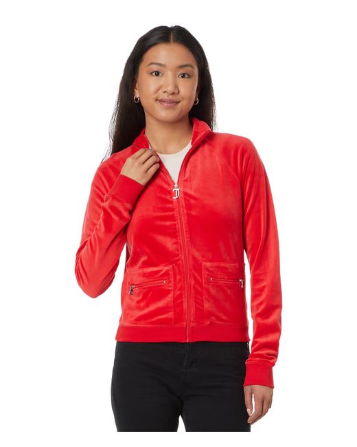Juicy Couture Heritage Mock Neck Track Jacket With Back Graphic in