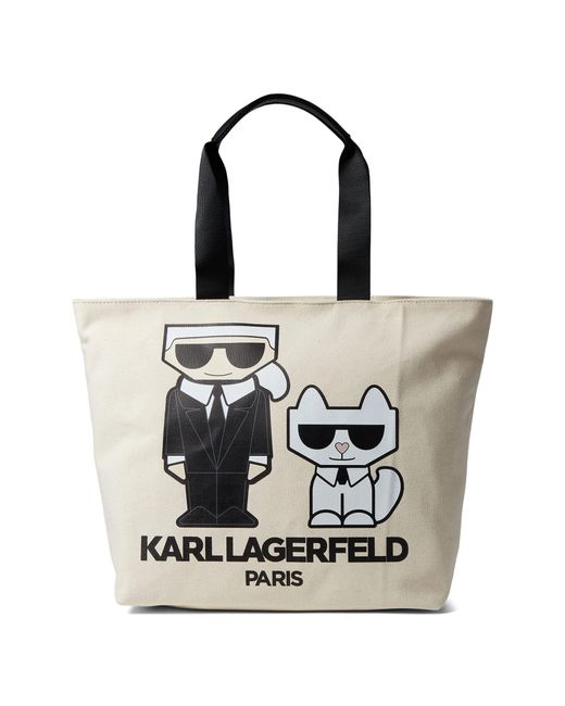 Karl Lagerfeld Cotton Kristen Tote in Beige (Natural) - Lyst