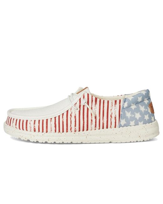 HeyDude Black Wendy Funk Americana Stars Flat Shoes, Textile