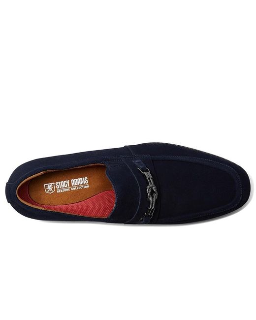Stacy Adams Blue Ravelle Moc Toe Bit Slip-On ( Suede) Lace Up Wing Tip Shoes for men