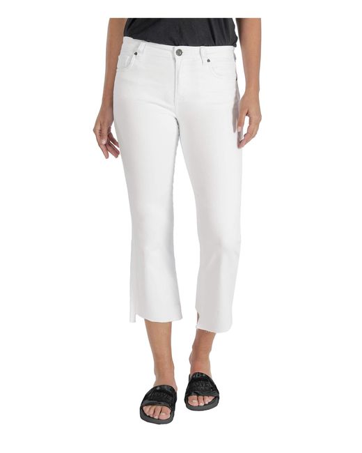 Kut From The Kloth White Kelsey High-rise Ankle Flare Jeans