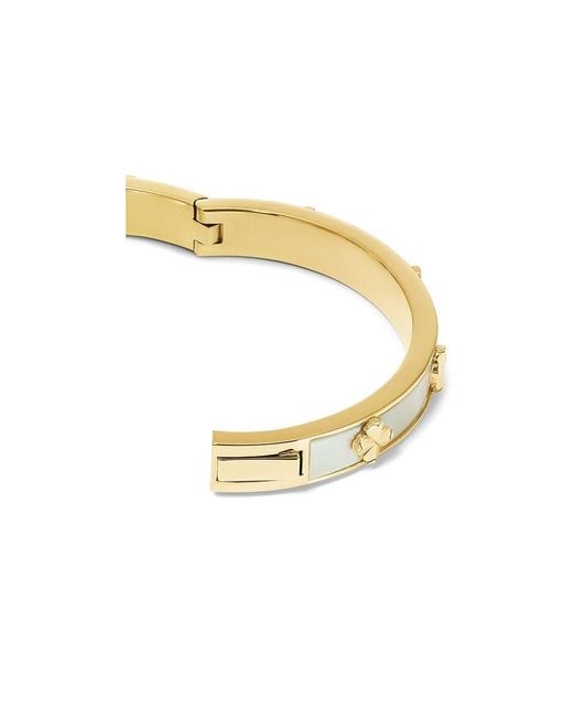 Kate Spade Black Spade Flower Hinge Bangle Bracelet, Brass