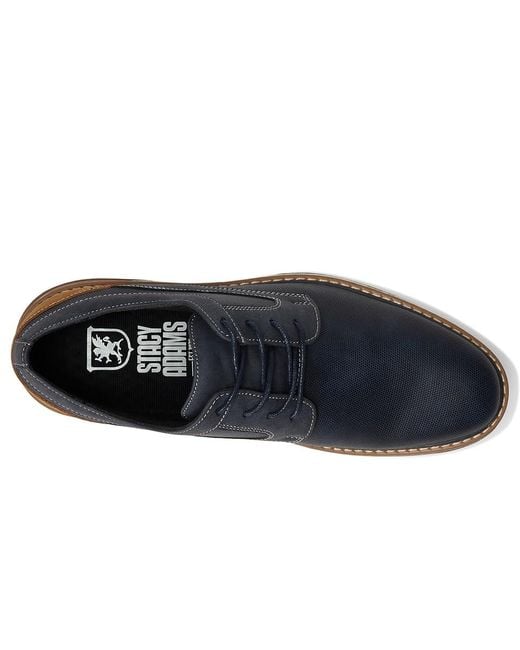 Stacy Adams Blue Phineas Plain Toe Lace-Up Shoes, Faux Leather for men