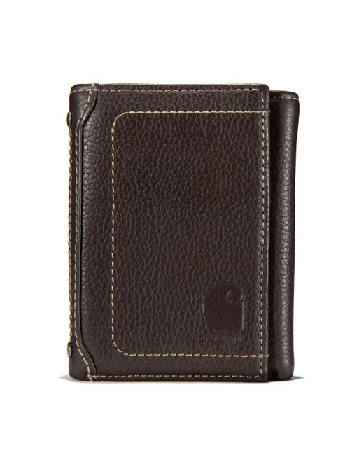 Carhartt Black Pebble Leather Trifold Wallet for men