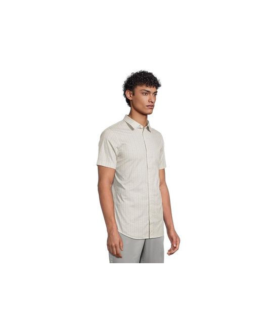 ARMANI EXCHANGE Black Micro Print Stretch Cotton Short Sleeve Shirt T Shirt Circle Ax Logo, Cotton/Elastane for men