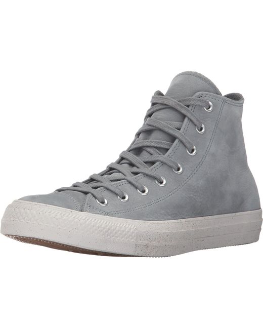 Converse Leather Chuck Taylor All Star Nubuck Hi in Gray for Men | Lyst