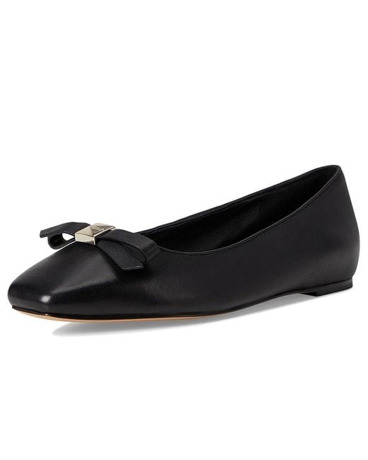Kate Spade Black Deco Bow Smooth Leather Flat Flat Shoes
