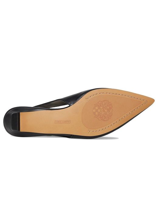 Vince Camuto Black Valther Kitten Heel Slingback Flat Mule Flat Shoes, Leather