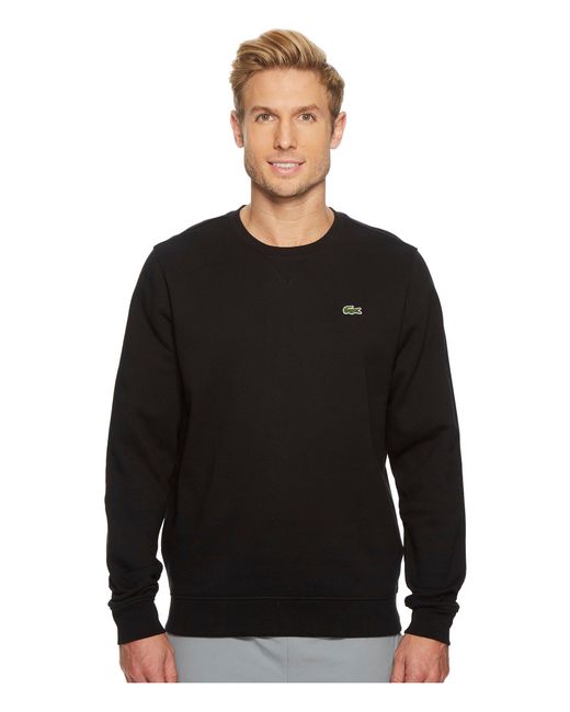 Lacoste Black Sport Crew Neck Fleece Sweatshirt for men