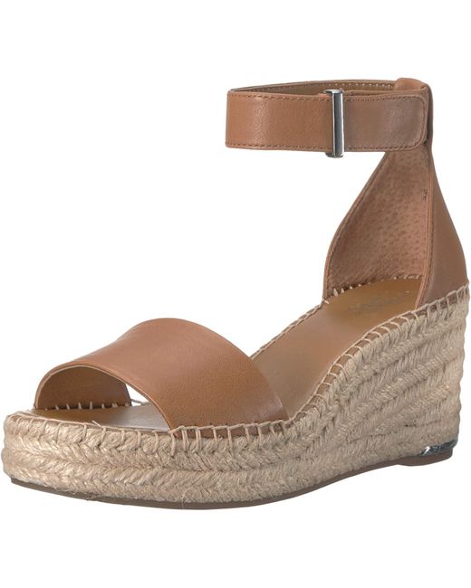 Franco Sarto Leather Clemens Wedge Sandals in Tan Leather (Brown ...