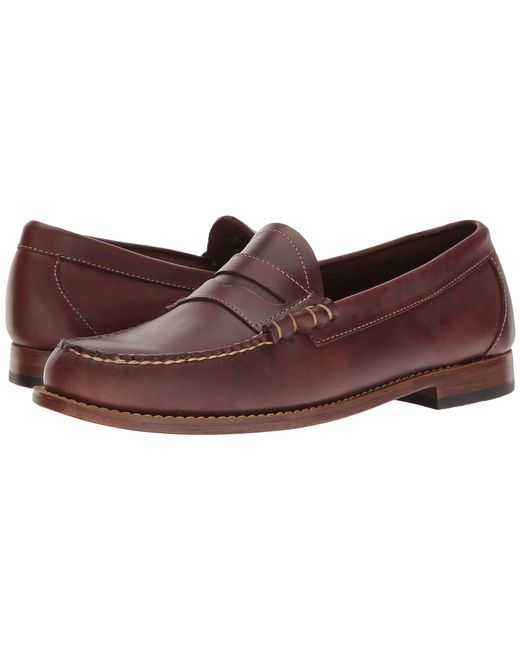 G.H.BASS Brown Larson Weejuns (seahorse Pull-up) Men's Slip-on Dress Shoes for men