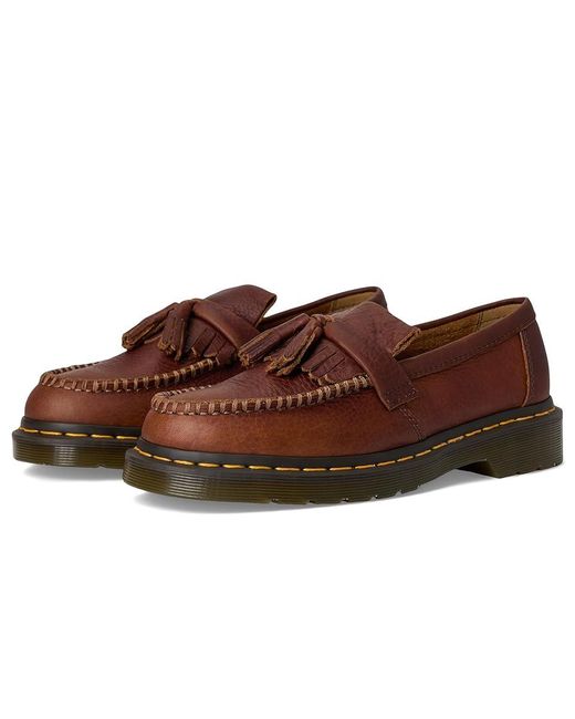 Dr. Martens Brown Adrian Stitch Leather Loafers Lace-Up Boots for men