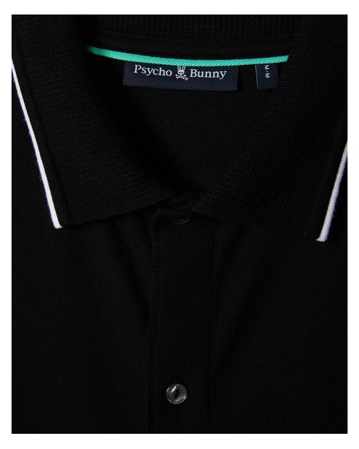 Psycho Bunny Black Bowie Fine Pique Knit Shirt for men